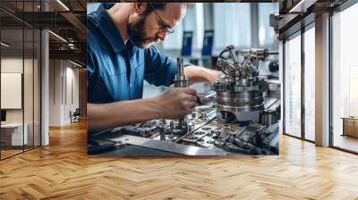 Engineer working on intricate machinery or designing Wall mural