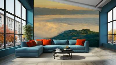 View point Mist on Phu Chi Fa in chiang rai province Wall mural