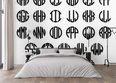 Set of letters to create circle monogram. Monogram alphabet. Vector illustration. Wall mural