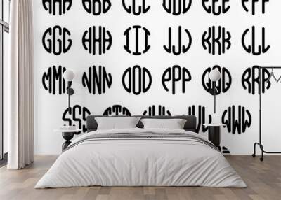 set of letters to create circle monogram. monogram alphabet. vector illustration. Wall mural