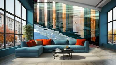 Abstract architectural water reflection Wall mural