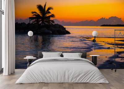 Sunrise on the beach in Montego Bay, Jamaica  Wall mural