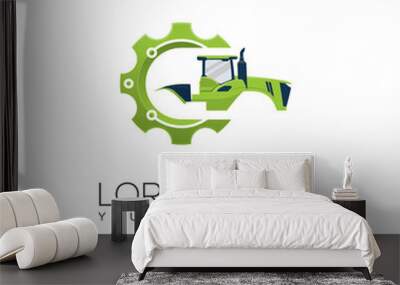 Engineering Tractor Logo Design Template Wall mural