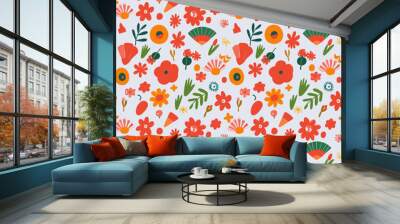 Sweet flower watercolor seamless pattern Wall mural