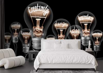 Light Bulbs with CREATIVITY Concept Wall mural