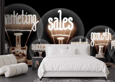 Light Bulbs with Marketing Sales Concept Wall mural