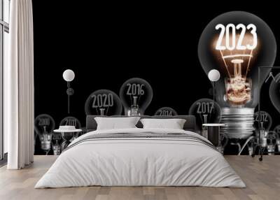 Light Bulbs with New Year 2023 Wall mural