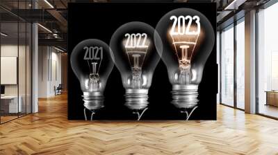 Light Bulbs with New Year 2023 Wall mural