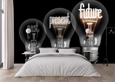 Light Bulbs with Past, Present and Future Concept Wall mural