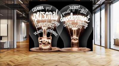 Light Bulbs with Personal Development Concept Wall mural