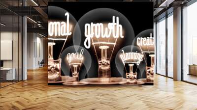 Light Bulbs with Personal Growth Concept Wall mural