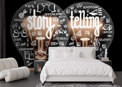 Light Bulbs with Story Telling Concept Wall mural