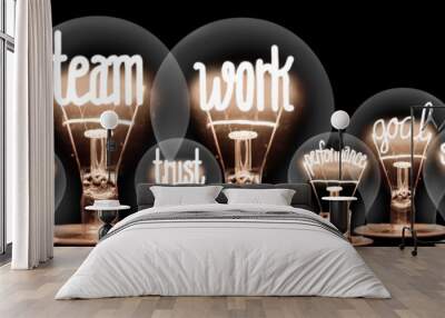 light bulbs with team work concept Wall mural