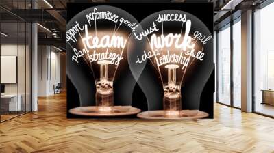 Light Bulbs with Team Work Concept Wall mural