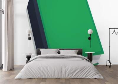 A thick green book lies on the surface. Flat vector illustration. Eps10 Wall mural