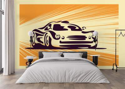 Classic sport car retro poster Wall mural