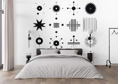 Y2k trendy shapes signs and symbols millennial abstract elements collection icon set of retro design shapes Wall mural