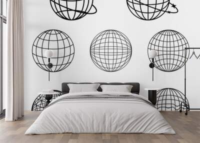 Earth globe set, street wear and Y2K globe element Wall mural