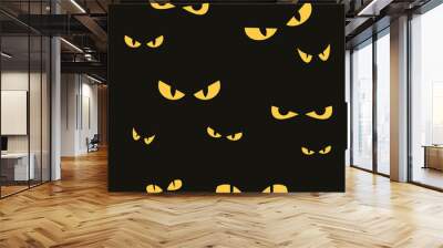 Eyes Set vector illustration, Scary eyes in the dark Halloween, Scary faces in the dark Wall mural