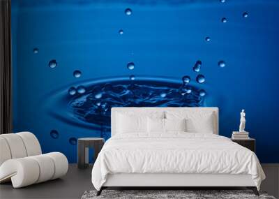 Water drop falling into water surface Wall mural