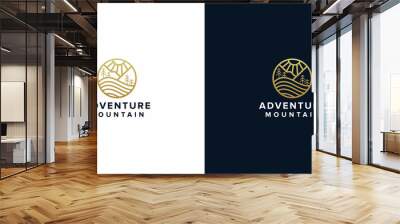 adventure mountain line logo design Wall mural