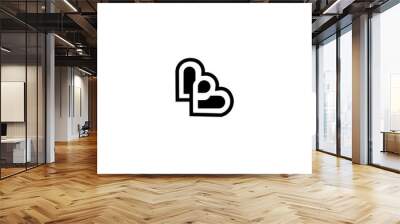 B Heart Letter Initial Logo Design Wall mural