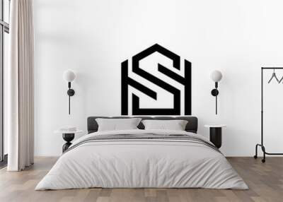 HS SH Letter Logo Design Vector Template Wall mural