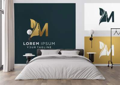 Letter m with luxury natural feminine beauty logo template Wall mural