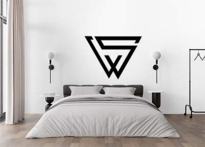 WS SW Letter Logo Design Vector Wall mural