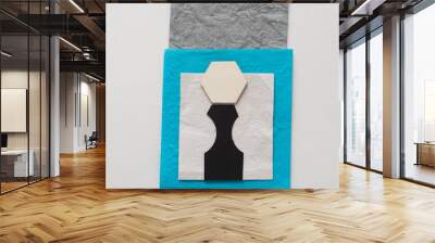 abstract composition with paper and wooden shape Wall mural