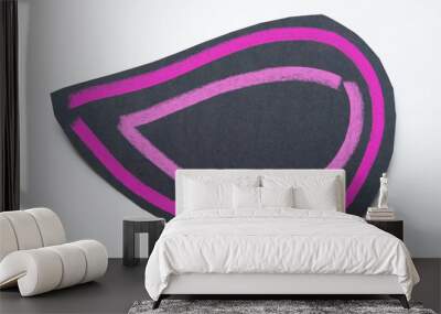 almond shaped black paper with purple/pink lines Wall mural