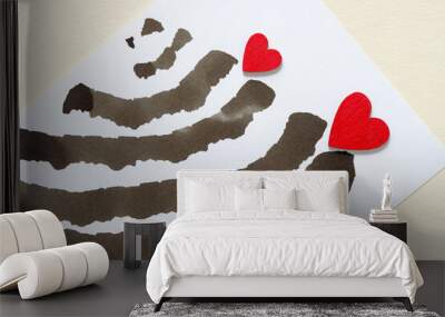 not recognizable property - two hearts and black ink background Wall mural