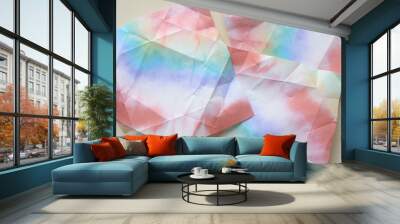 origami paper squares with crease marks featuring colorful patterned fabric print Wall mural