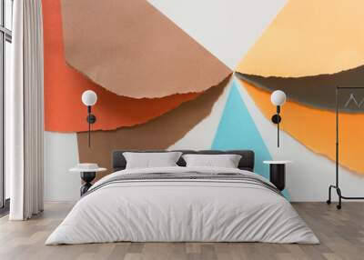 paper background in orange green blue sand brown and white Wall mural