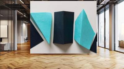 paper shapes with 3d qualities on blank paper Wall mural