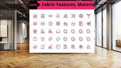 set of icons fabric properties, color pink, black Wall mural