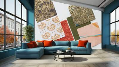 set of paper tiles with various textures Wall mural