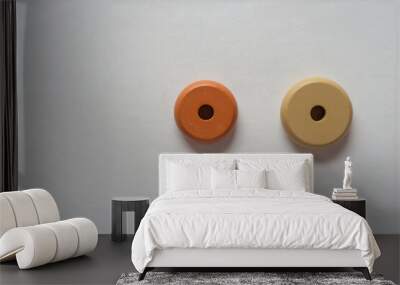 two wooden rings isolated on old art paper Wall mural