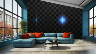 Blue glowing light effect  for lamp on transparent background Wall mural