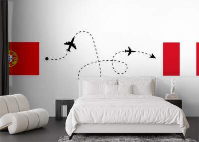 Flight and travel from Portugal to Peru by passenger airplane Travel concept Wall mural