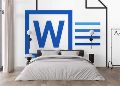 Modern flat design of  DOC file icon Wall mural