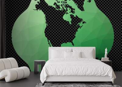 Abstract digital map of world. Modified Stereographic Gs 48 projection. Polygonal map of the world on transparent background. Stencil shape geometric globe. Amazing vector illustration. Wall mural