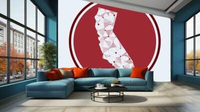 California icon. Trendy tech logo of the us state. Geometric mesh round design. Technology, internet, network, telecommunication concept. Vector illustration. Wall mural