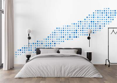 Cayman Brac Dot Map. Island Digital Style Shape. Cayman Brac vector image. Island shape blue circular dots. Beautiful vector illustration. Wall mural