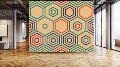 Hexagon Pattern. Simple stacked hexagons pattern. Large hexagons. Multiple tones color palette. Seamless pattern. Tileable vector illustration. Wall mural