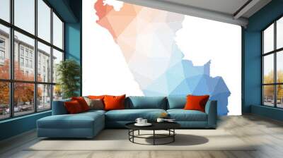 Map of Peru. Low poly illustration of the country. Geometric design with stripes. Technology, internet, network concept. Vector illustration. Wall mural