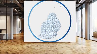 Mauritius icon. Network map of the island. Round Mauritius sign with gradient ring. Technology, internet, network, telecommunication concept. Vector illustration. Wall mural