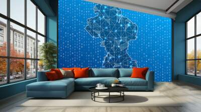 Network map of Guyana. Country digital connections map. Technology, internet, network, telecommunication concept. Vector illustration. Wall mural