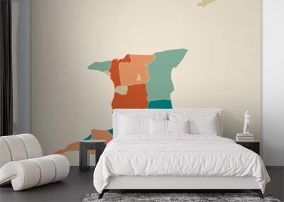 Trinidad and Tobago poster. Map of the country with colorful regions. Shape of Trinidad and Tobago with country name. Charming vector illustration. Wall mural