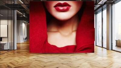 fashion islamic style woman.red lips girl Wall mural